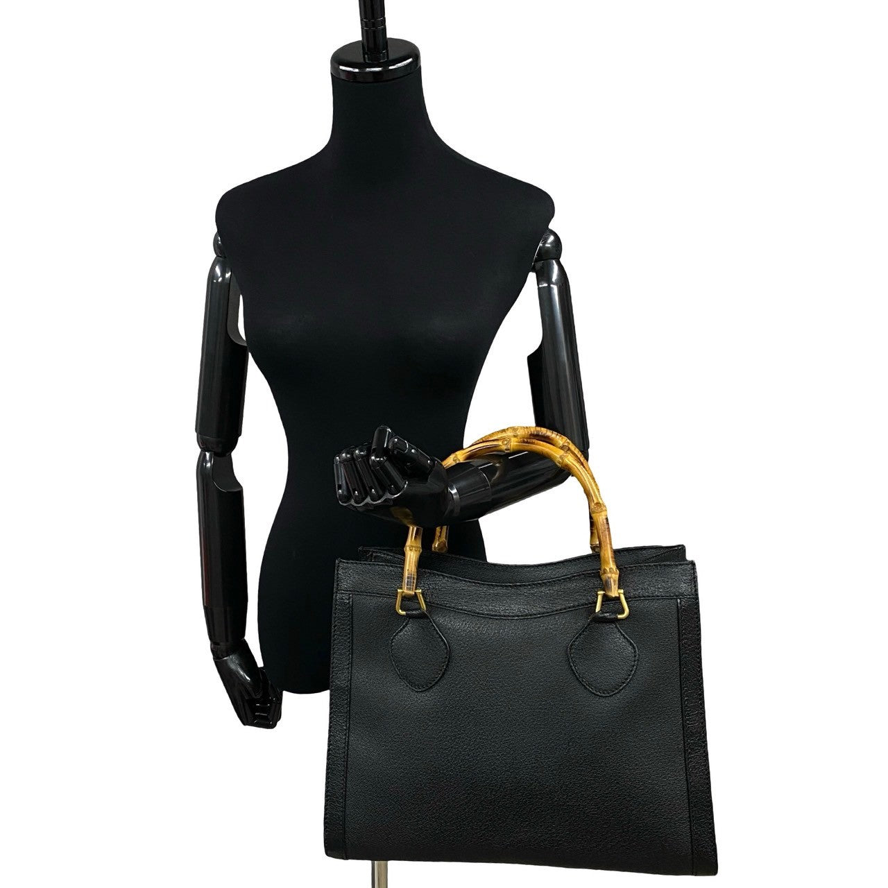 GUCCI Handbag leather black Bamboo