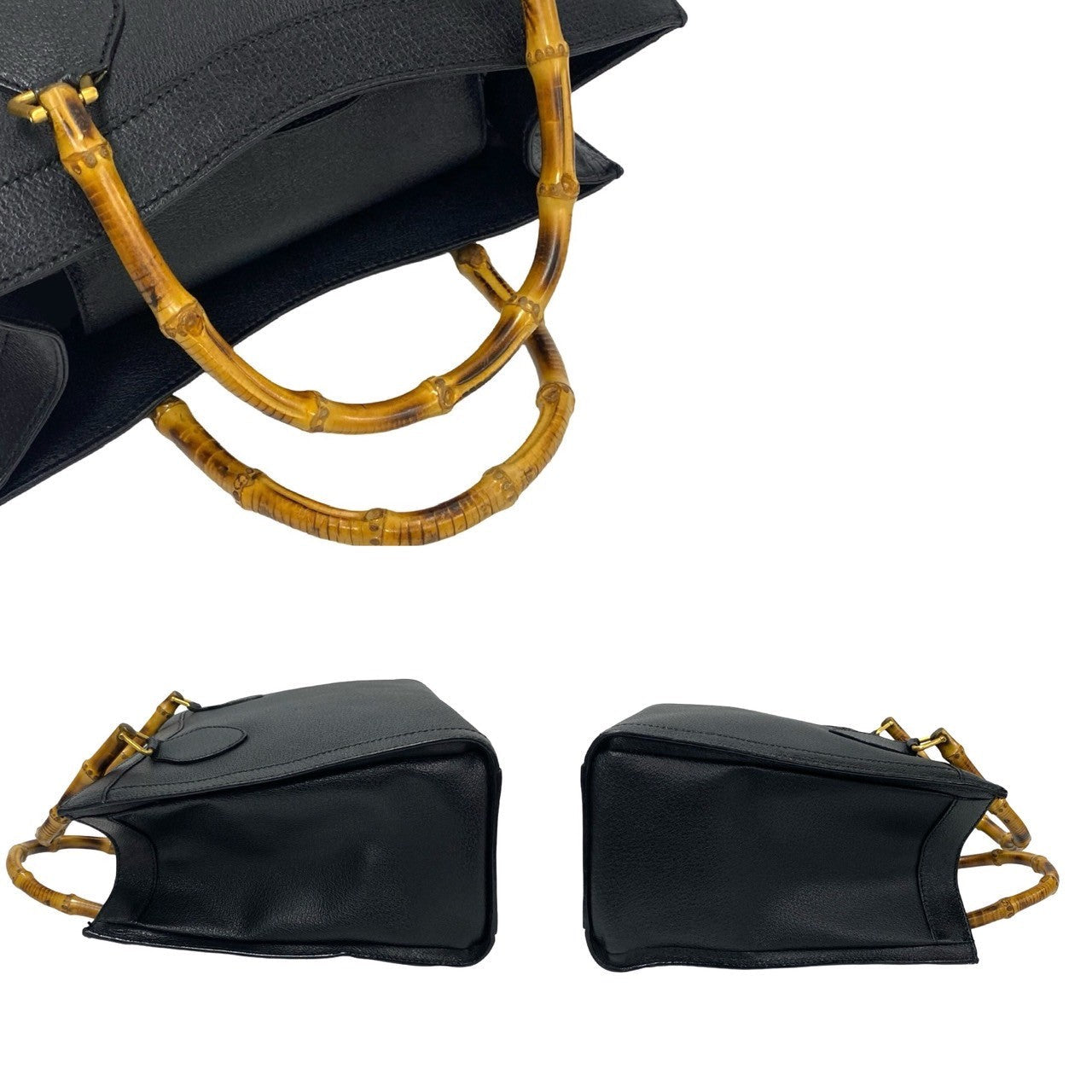 GUCCI Handbag leather black Bamboo
