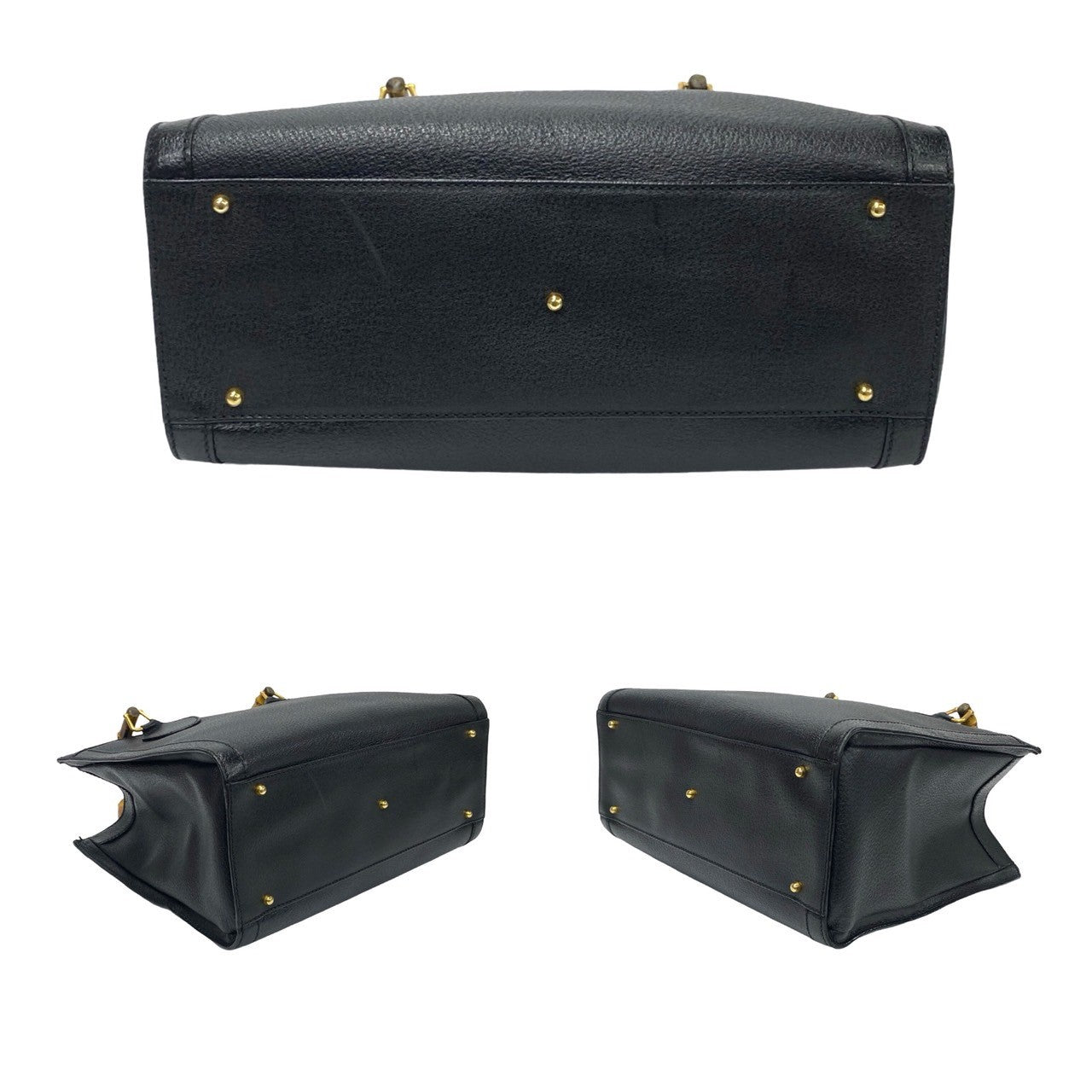 GUCCI Handbag leather black Bamboo