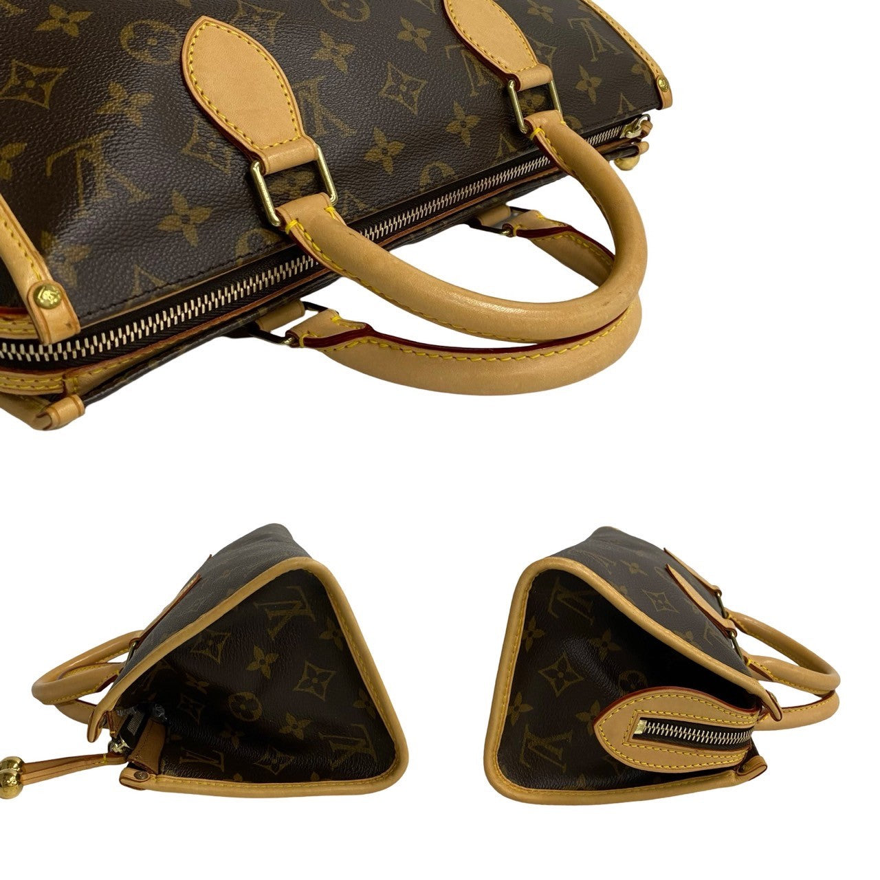 LOUIS VUITTON Handbag leather Brown Monogram Popan cool
