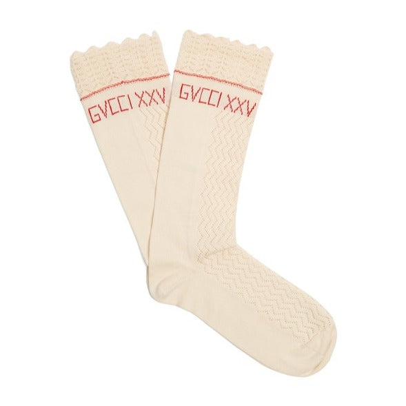 Gucci GVCCI XXV Cotton Knit Socks in Ivory