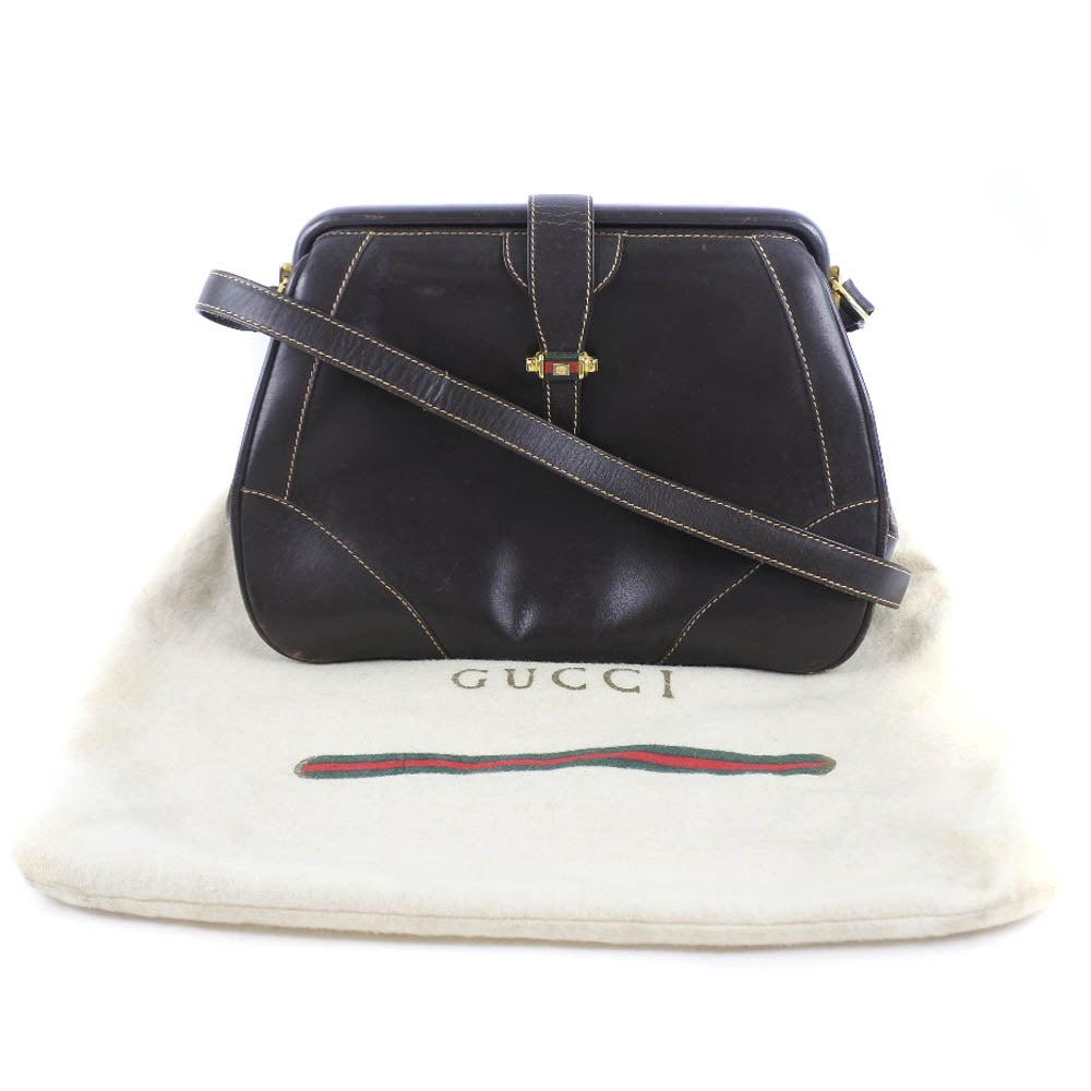 GUCCI Shoulder Bag Calfskin Brown vintage Women Used