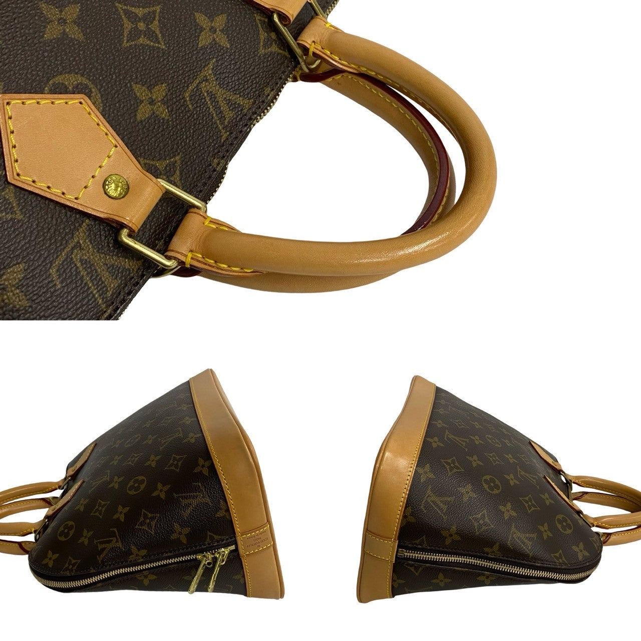 LOUIS VUITTON Handbag leather Brown Monogram Alma