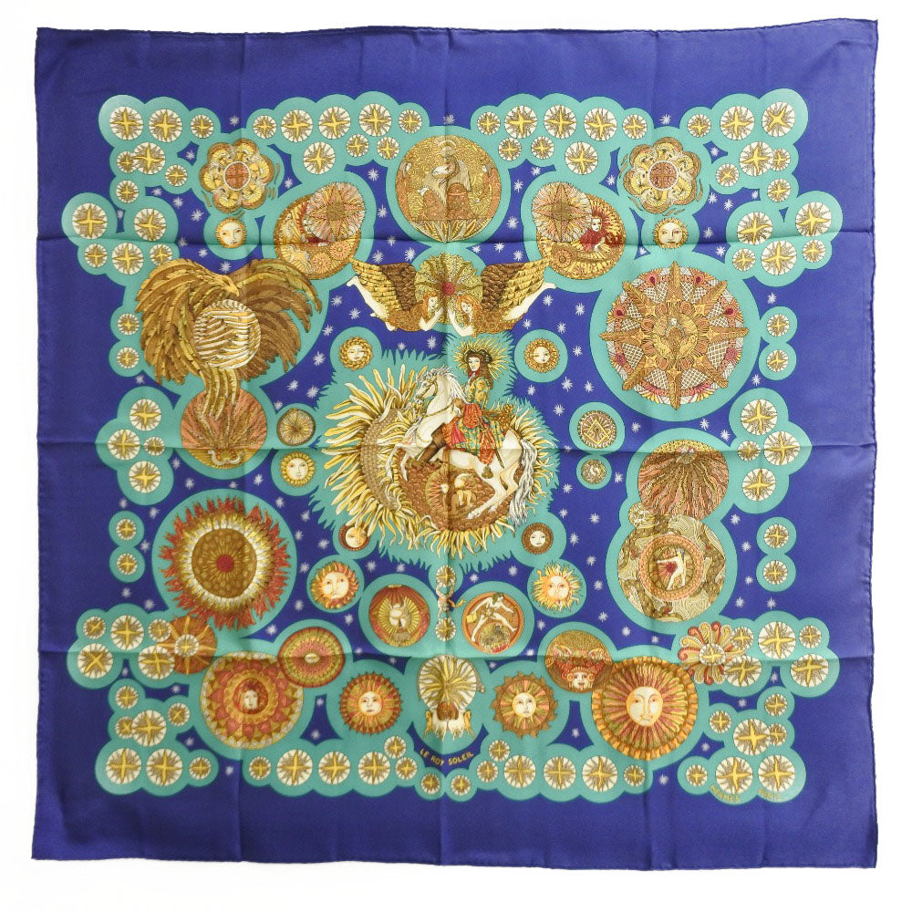 HERMES scarf silk Blue Carre90 Women Used
