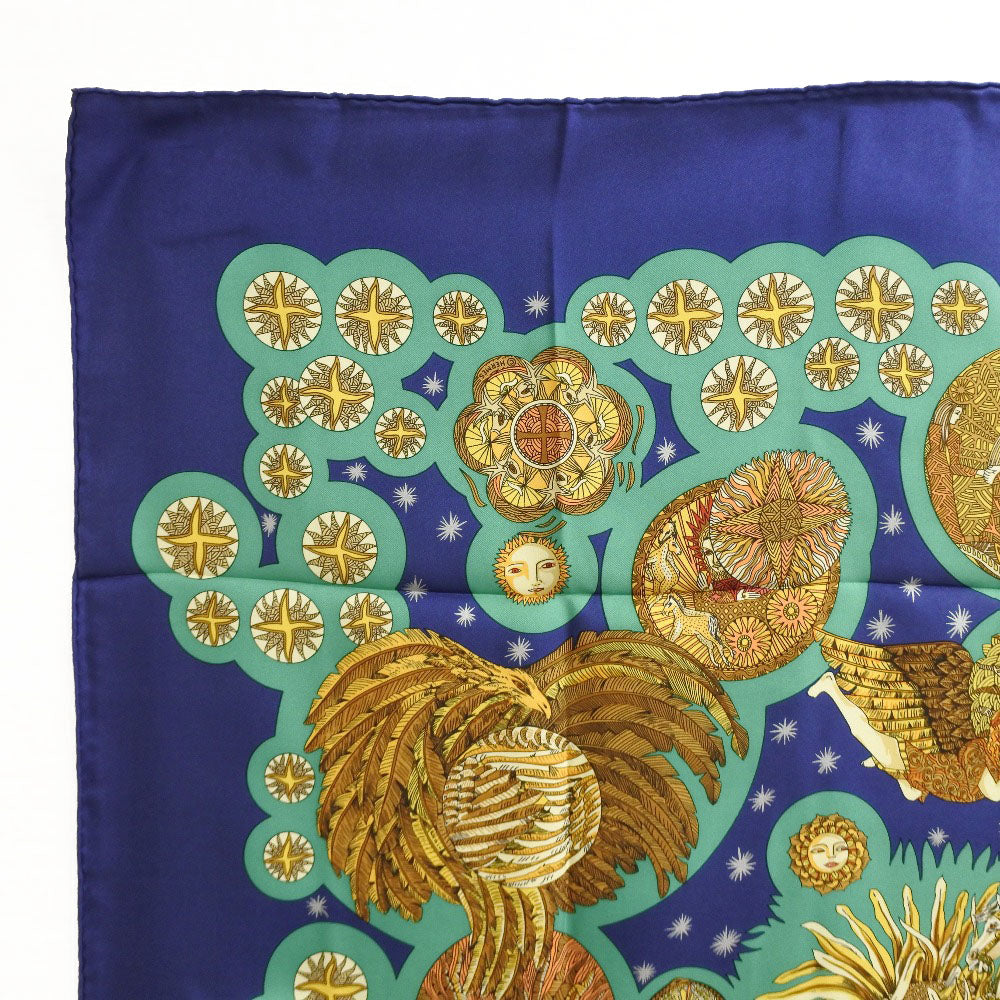 HERMES scarf silk Blue Carre90 Women Used