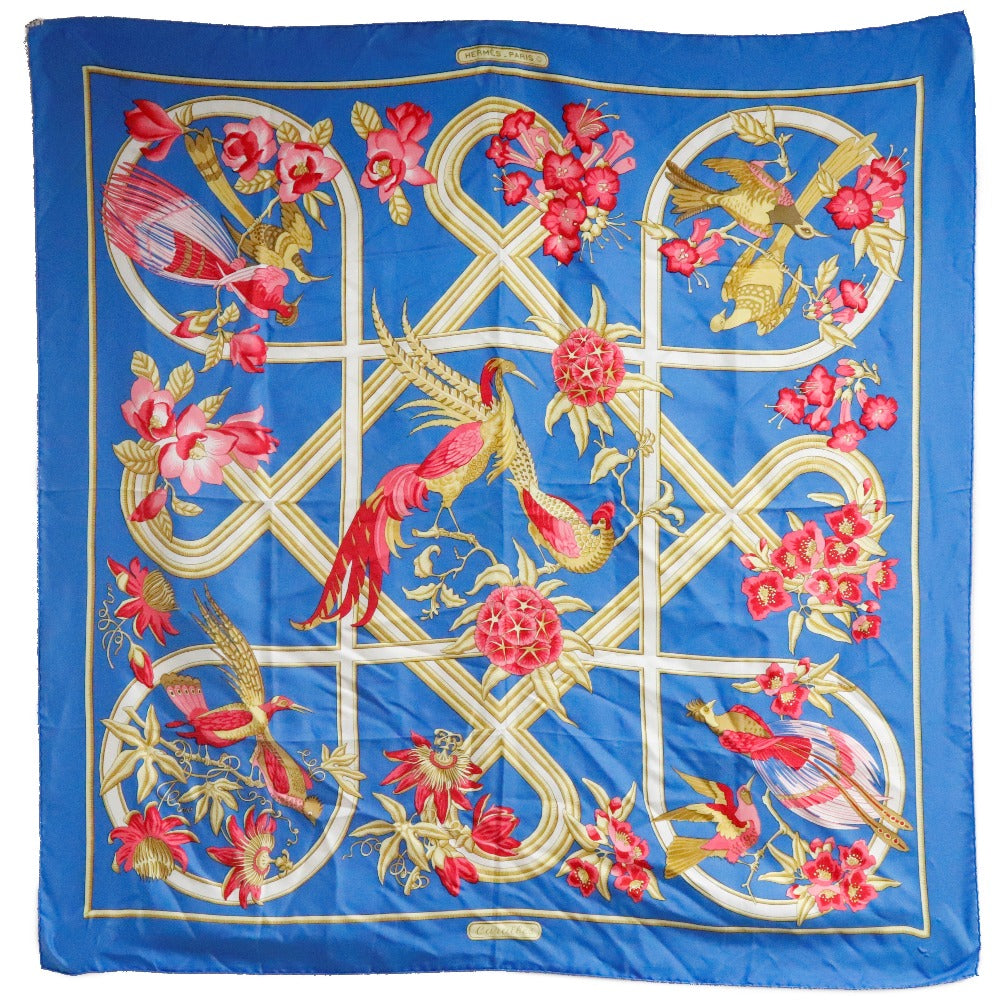 HERMES scarf silk Blue caraibes / Caribbean Carre90 Women Used