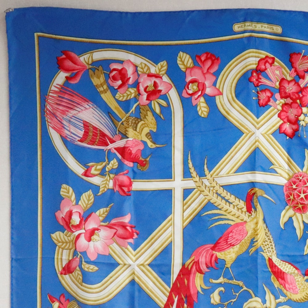 HERMES scarf silk Blue caraibes / Caribbean Carre90 Women Used