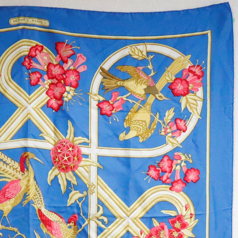 HERMES scarf silk Blue caraibes / Caribbean Carre90 Women Used