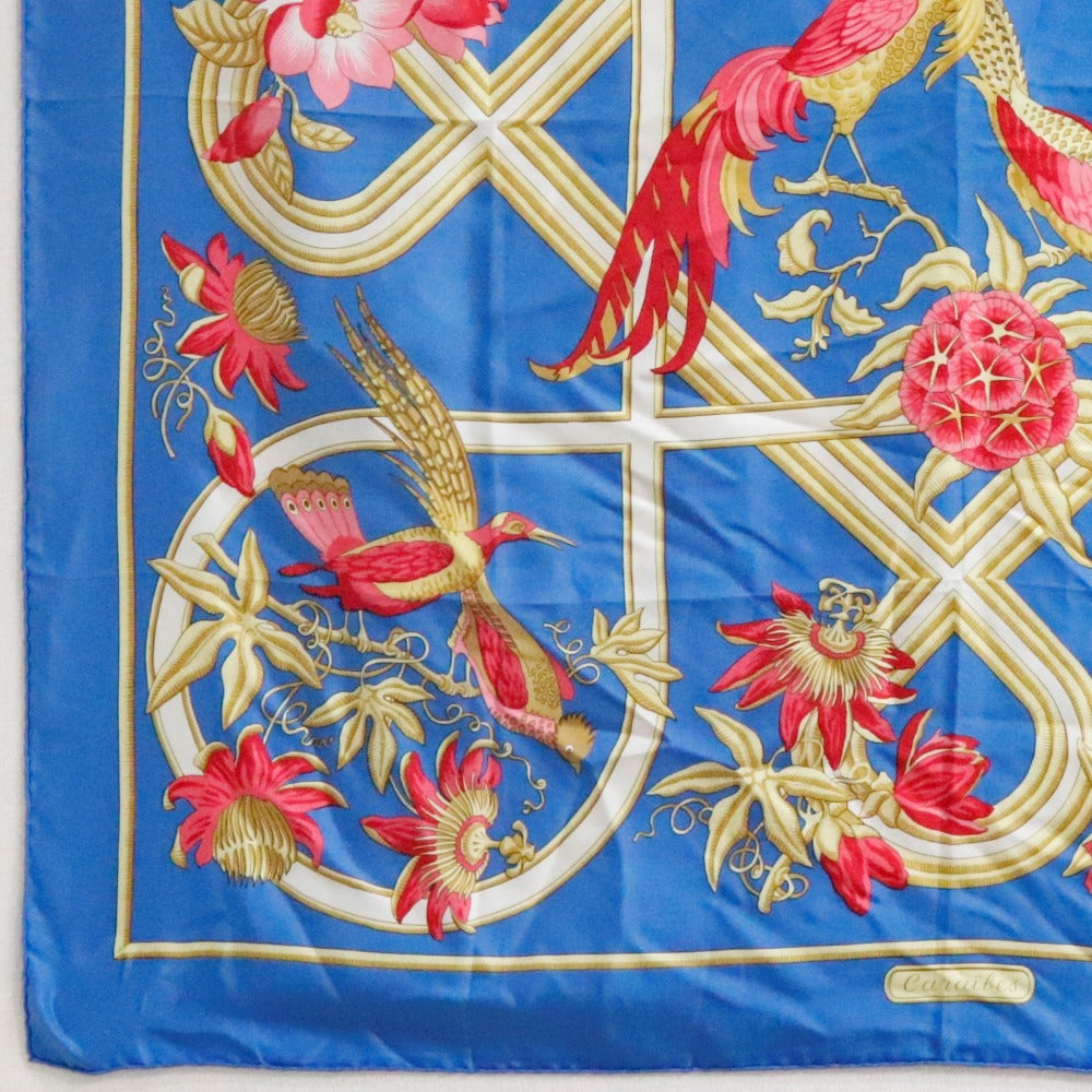 HERMES scarf silk Blue caraibes / Caribbean Carre90 Women Used