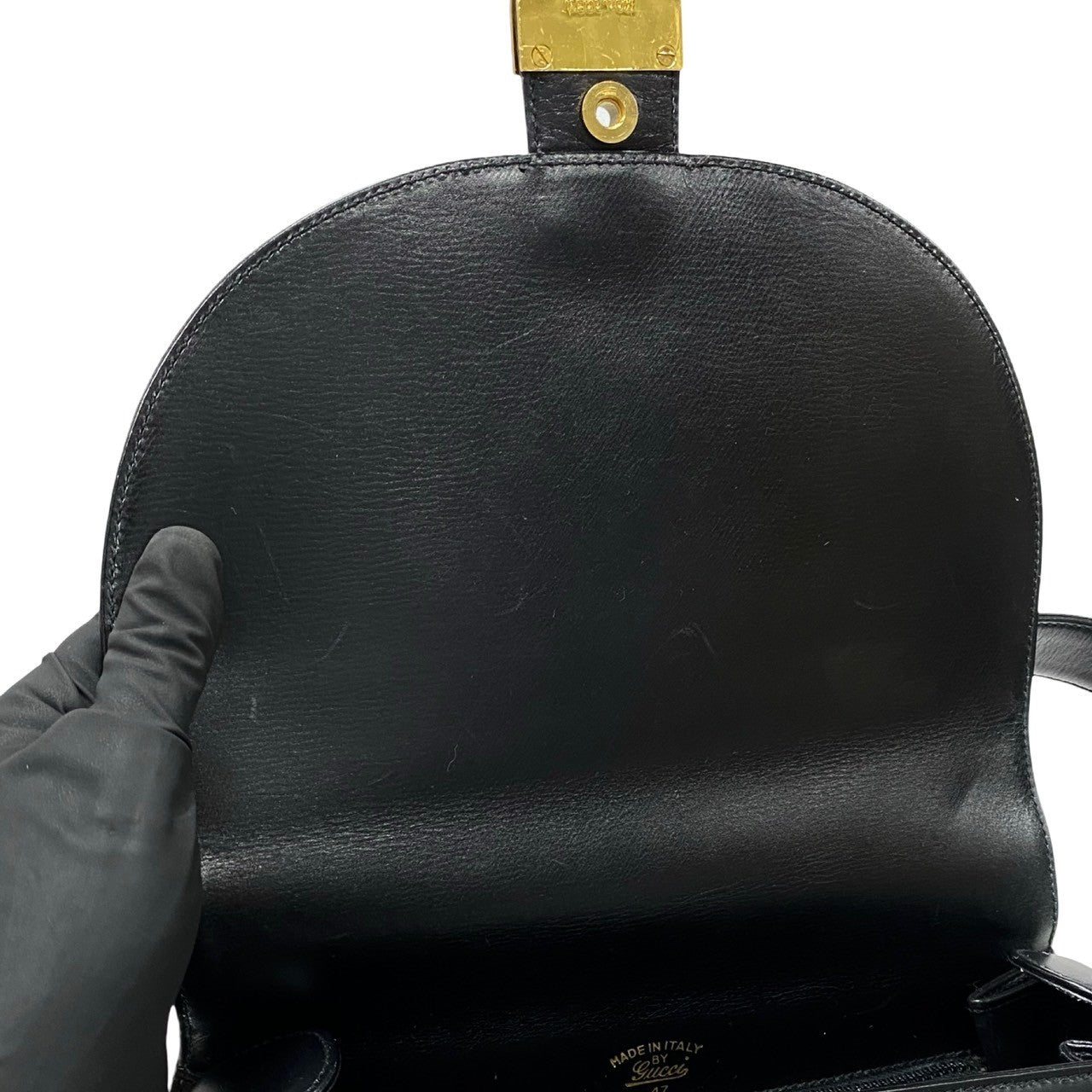 GUCCI Shoulder Bag Calfskin black Old Gucci