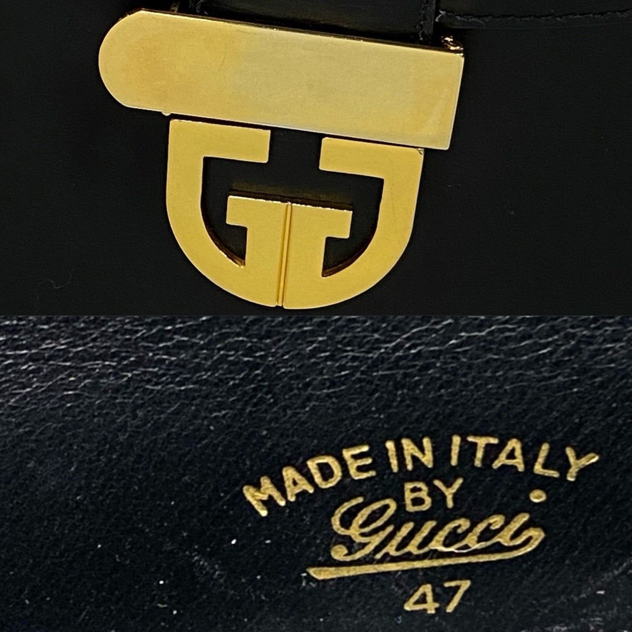 GUCCI Shoulder Bag Calfskin black Old Gucci