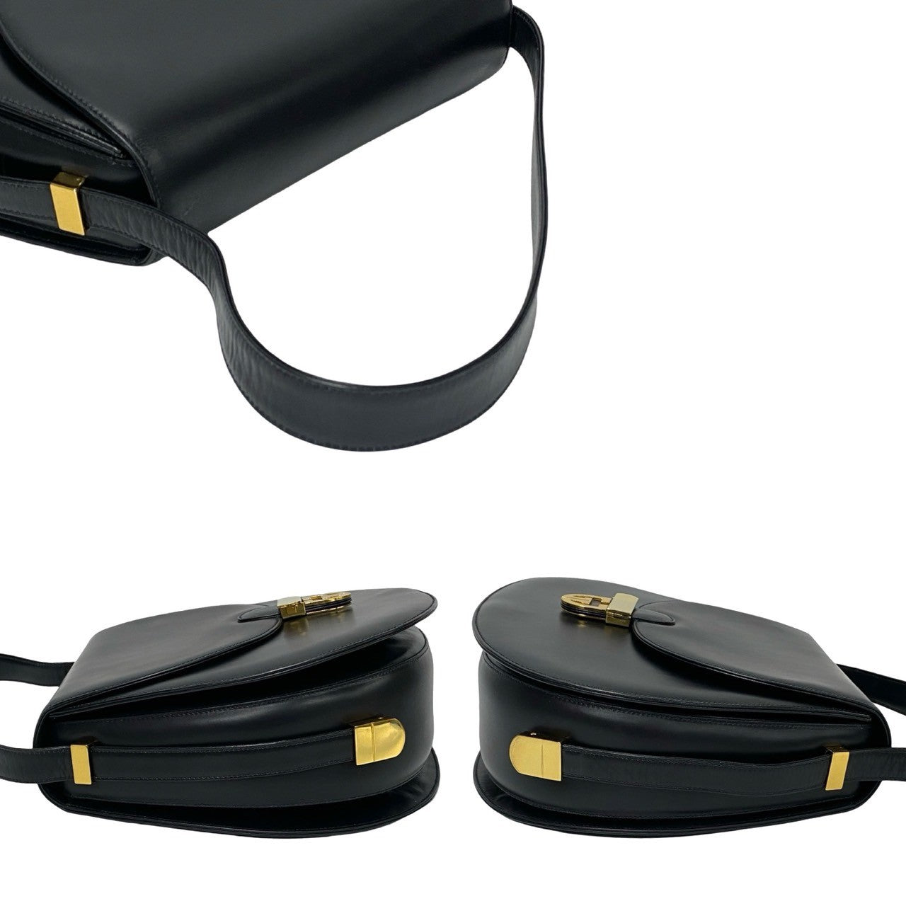 GUCCI Shoulder Bag Calfskin black Old Gucci