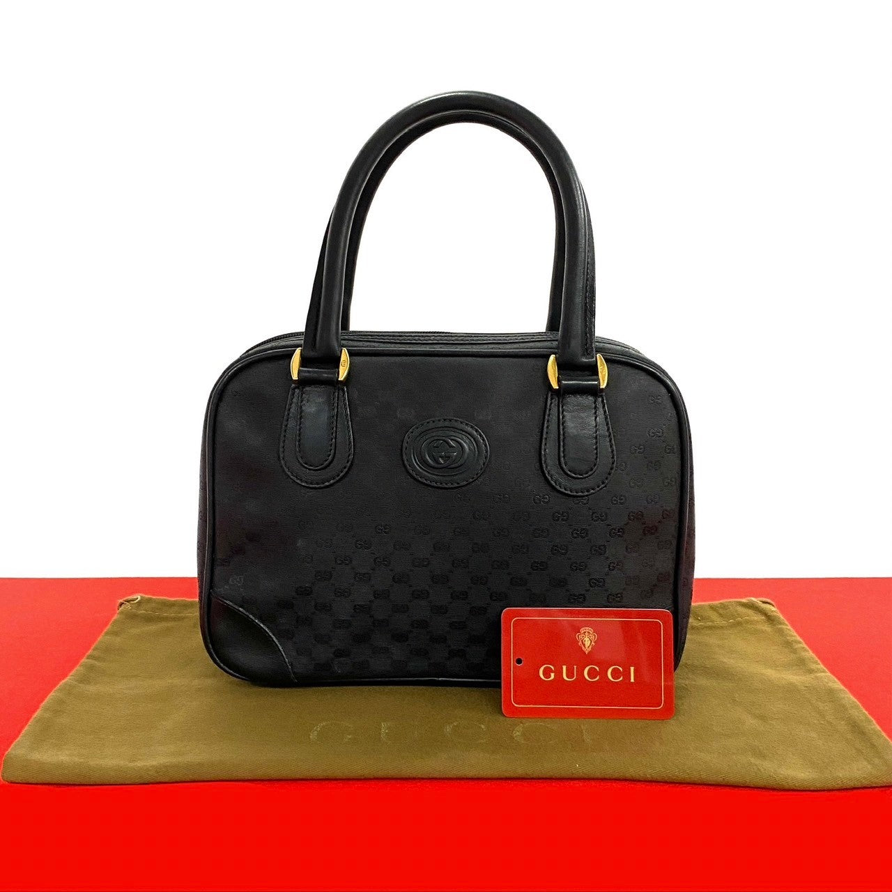 GUCCI Handbag leather black