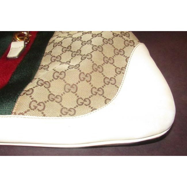 Gucci Jackie Modern Purses White Leather And Gg Leather Hobo Bag