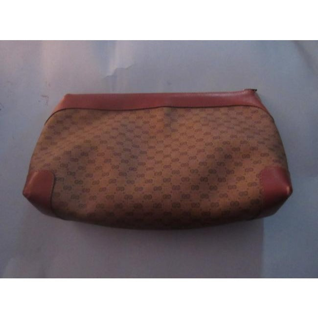 Gucci Vintage Purses Shades Of Brown Leather Canvas Clutch