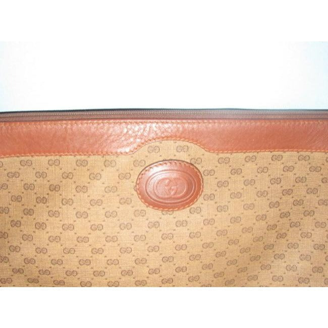 Gucci Vintage Purses Shades Of Brown Leather Canvas Clutch