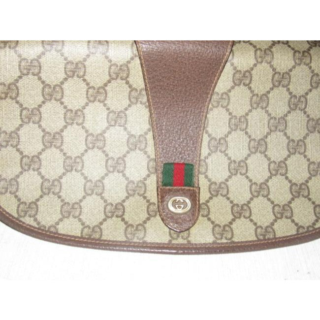 Gucci Vintage Purses Brown Leather And Gg Leather Clutch