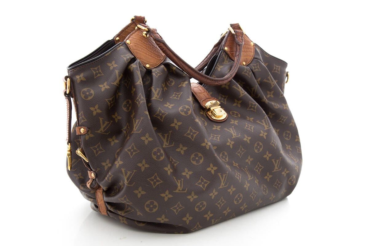 Louis Vuitton 2012 Brown Mahina Monogram & Alligator HandBag