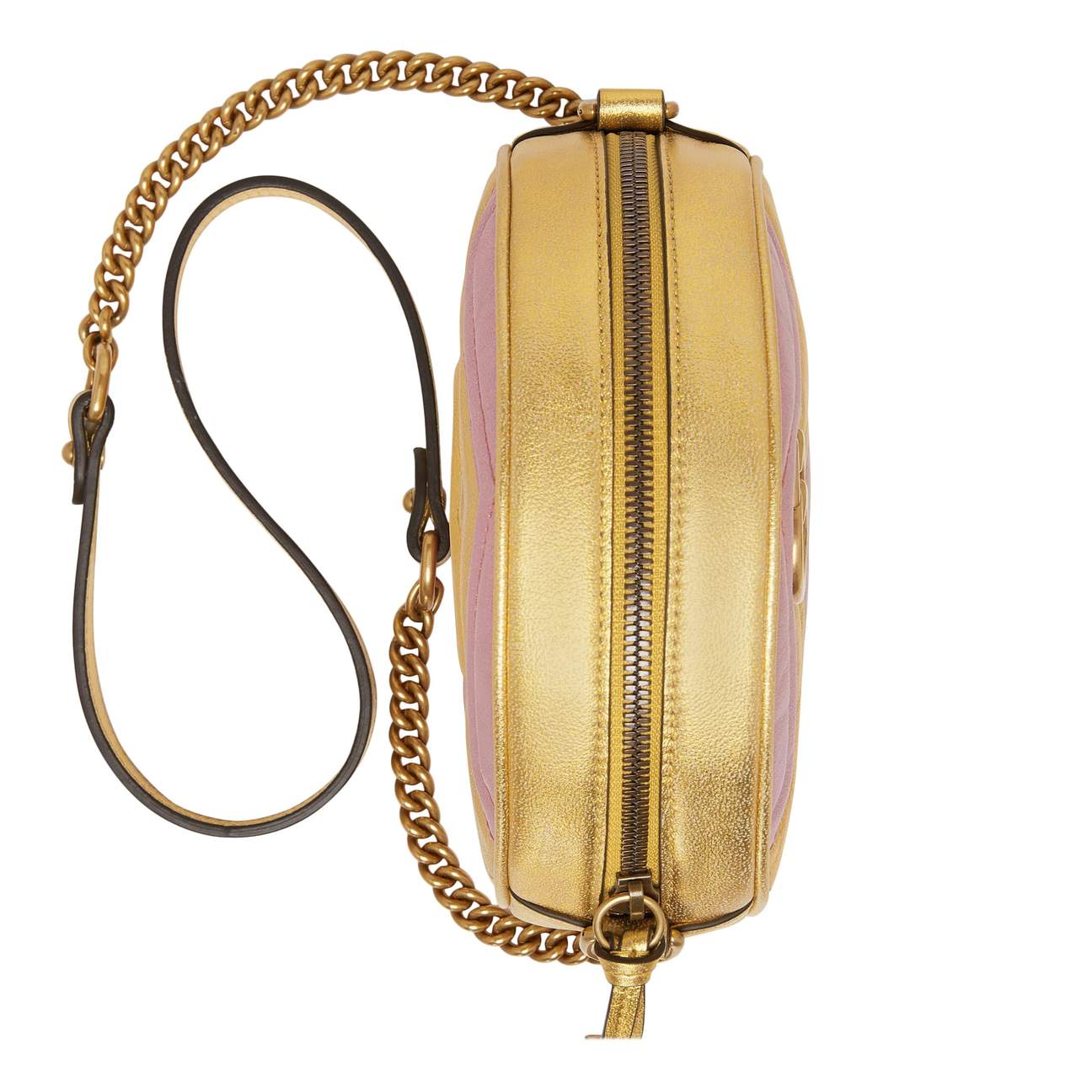 Gucci GG Mini Marmont Round Shoulder Bag in Yellow and Pink