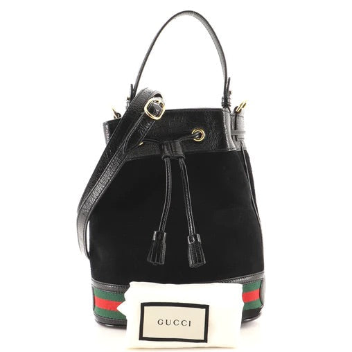 Gucci Ophidia Suede Mini Bucket Bag in Black