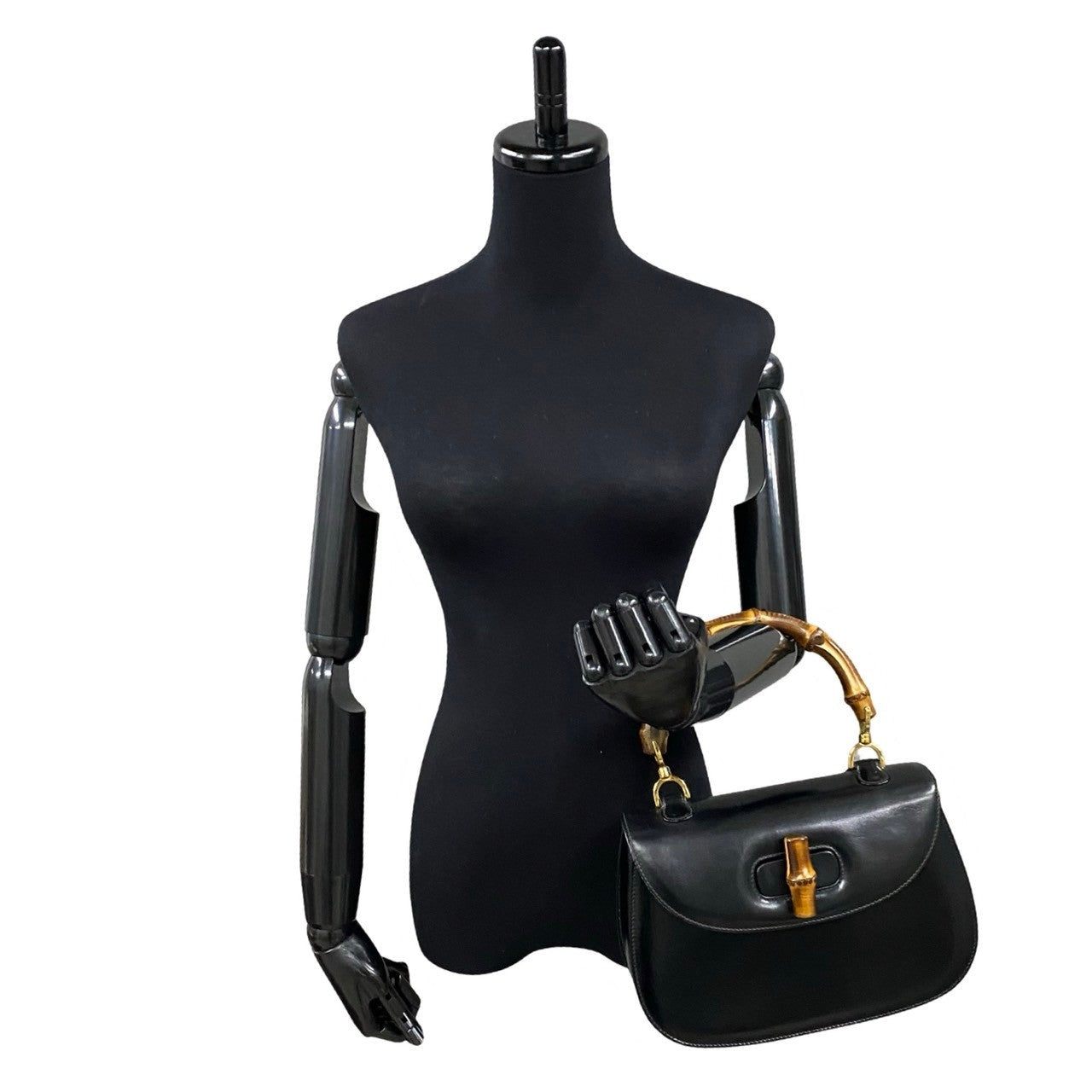 GUCCI Handbag leather black Bamboo