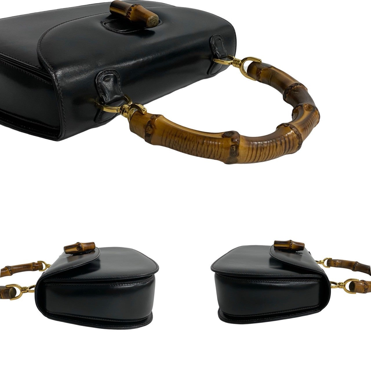 GUCCI Handbag leather black Bamboo