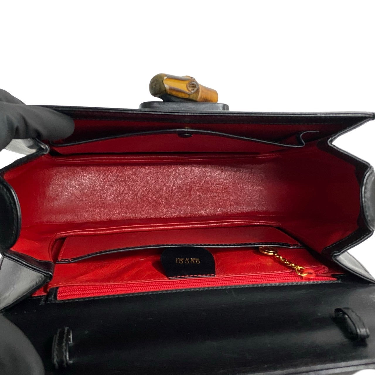 GUCCI Handbag leather black Bamboo