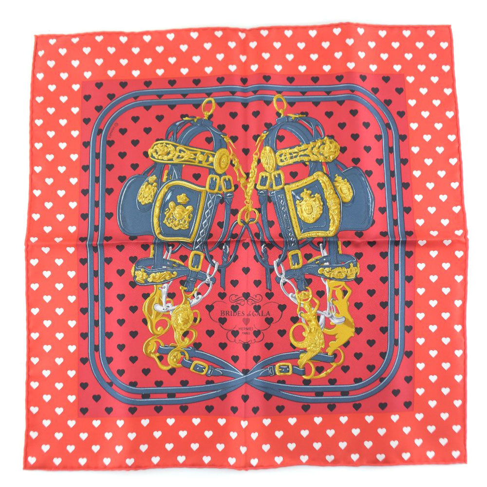 HERMES scarf silk Red heart Carre42 Women Used