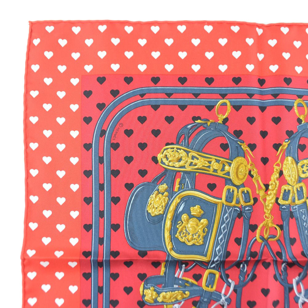 HERMES scarf silk Red heart Carre42 Women Used