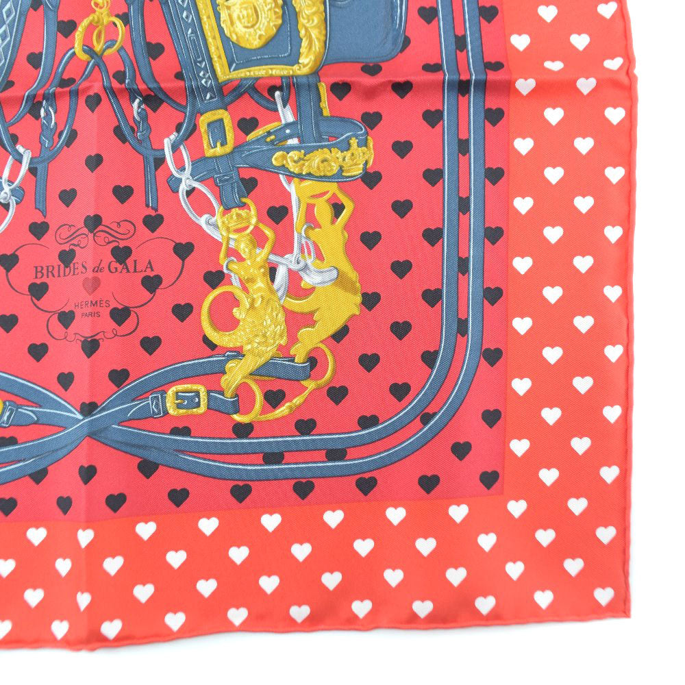 HERMES scarf silk Red heart Carre42 Women Used