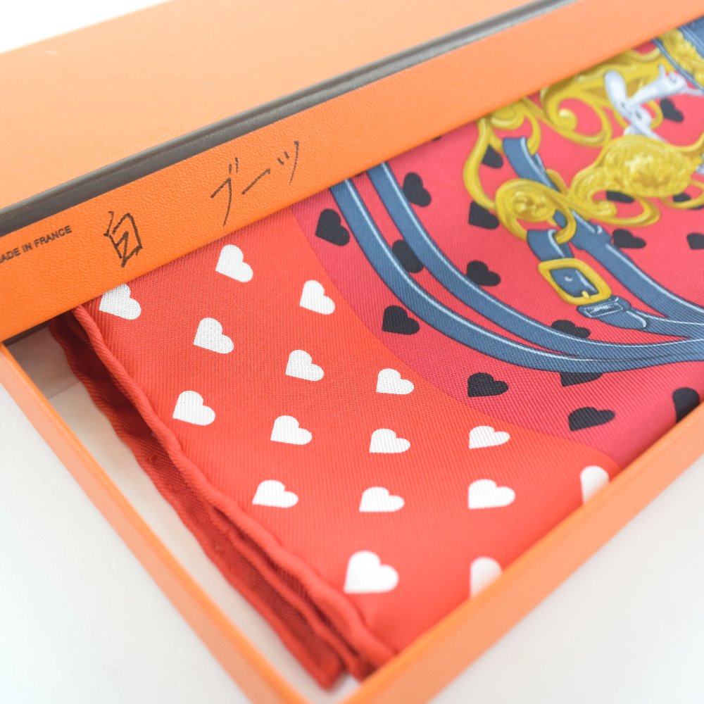 HERMES scarf silk Red heart Carre42 Women Used