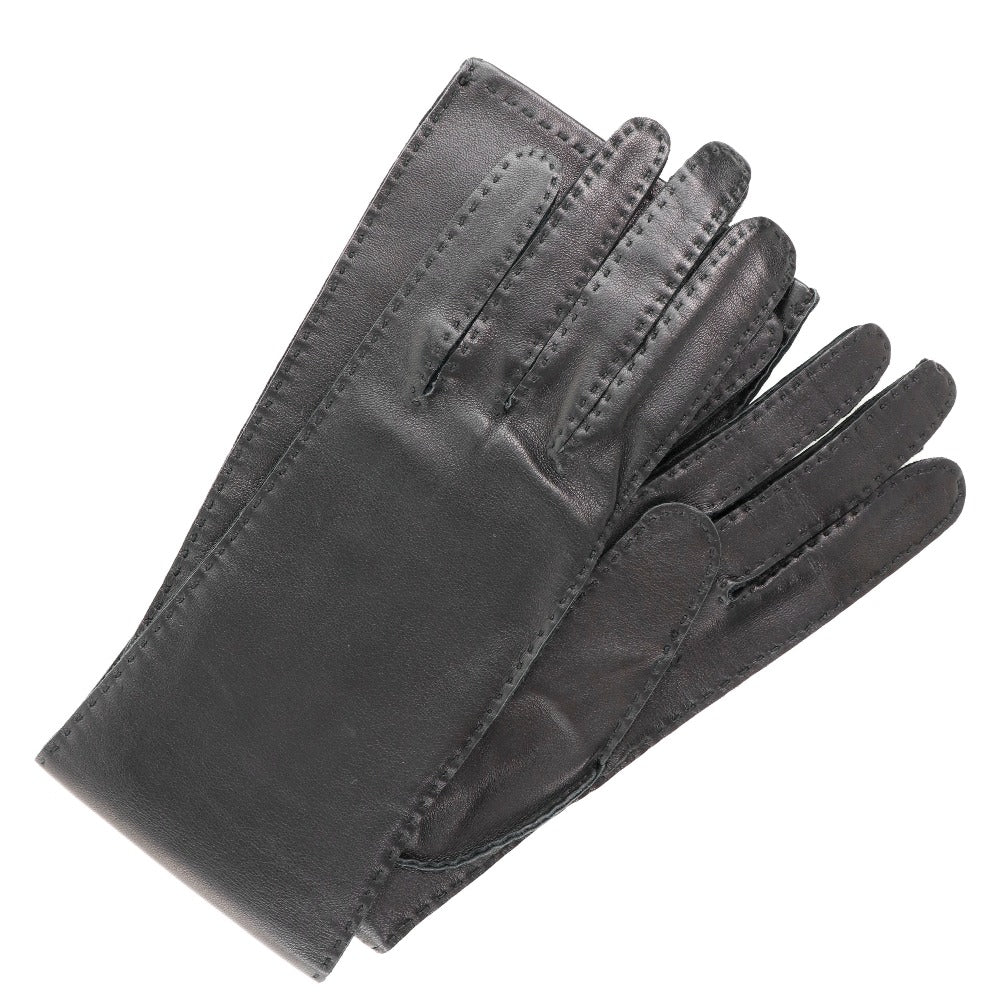 HERMES gloves 001772G-01-065 Calf leather black Glove Women 6 1/2 Used
