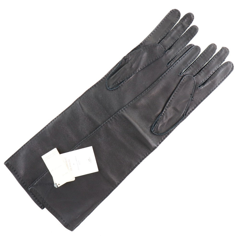 HERMES gloves 001772G-01-065 Calf leather black Glove Women 6 1/2 Used