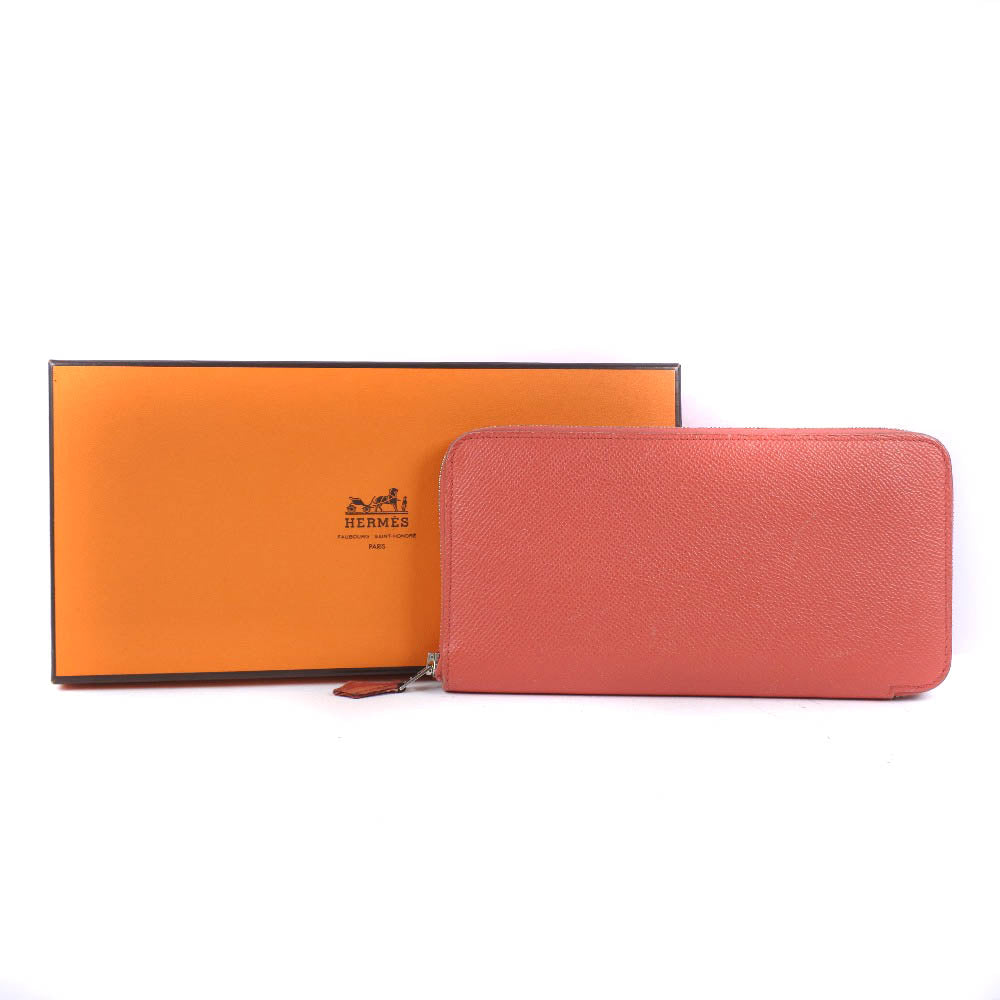 HERMES Long Wallet Purse Epsom pink Azap Silk in Long Women Used