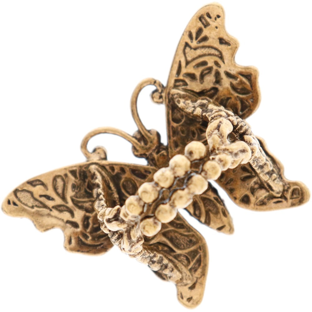 GUCCI Ring Plated Gold multicolor Crystal butterfly ring Women XS Used