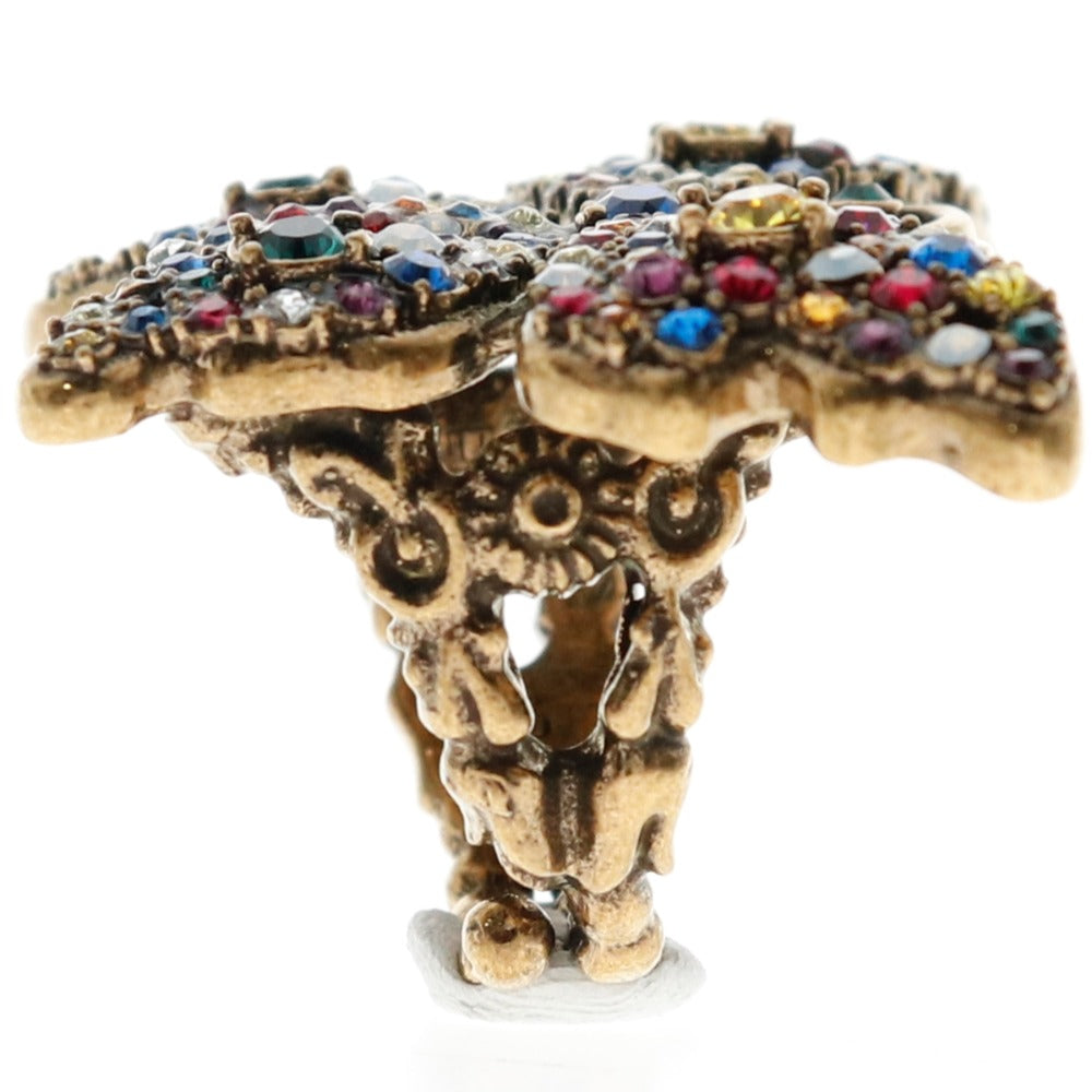 GUCCI Ring Plated Gold multicolor Crystal butterfly ring Women XS Used