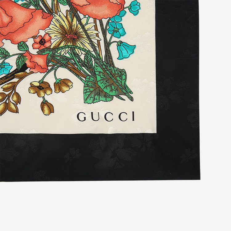 Gucci Silk Floral Scarf with Slight Shimmer