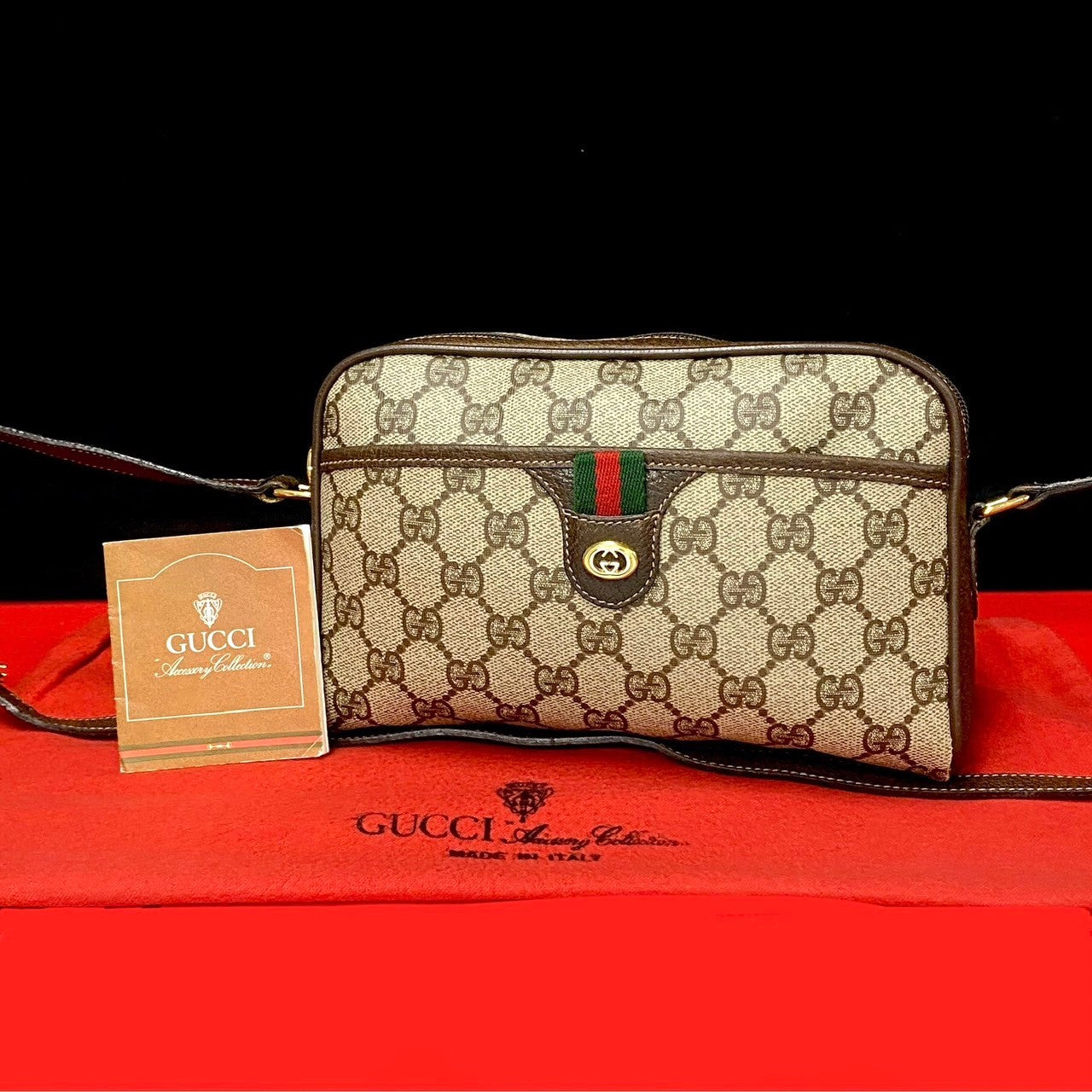 GUCCI Shoulder Bag leather Brown Sherry line