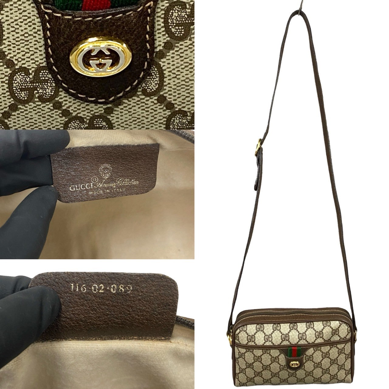 GUCCI Shoulder Bag leather Brown Sherry line