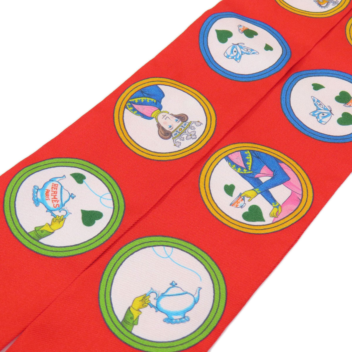HERMES scarf silk Red Twilly Women Used