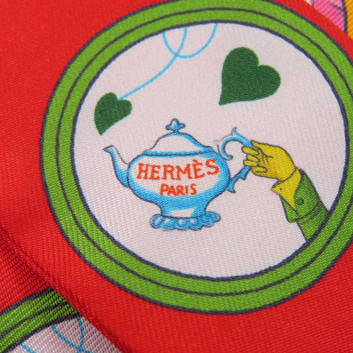 HERMES scarf silk Red Twilly Women Used