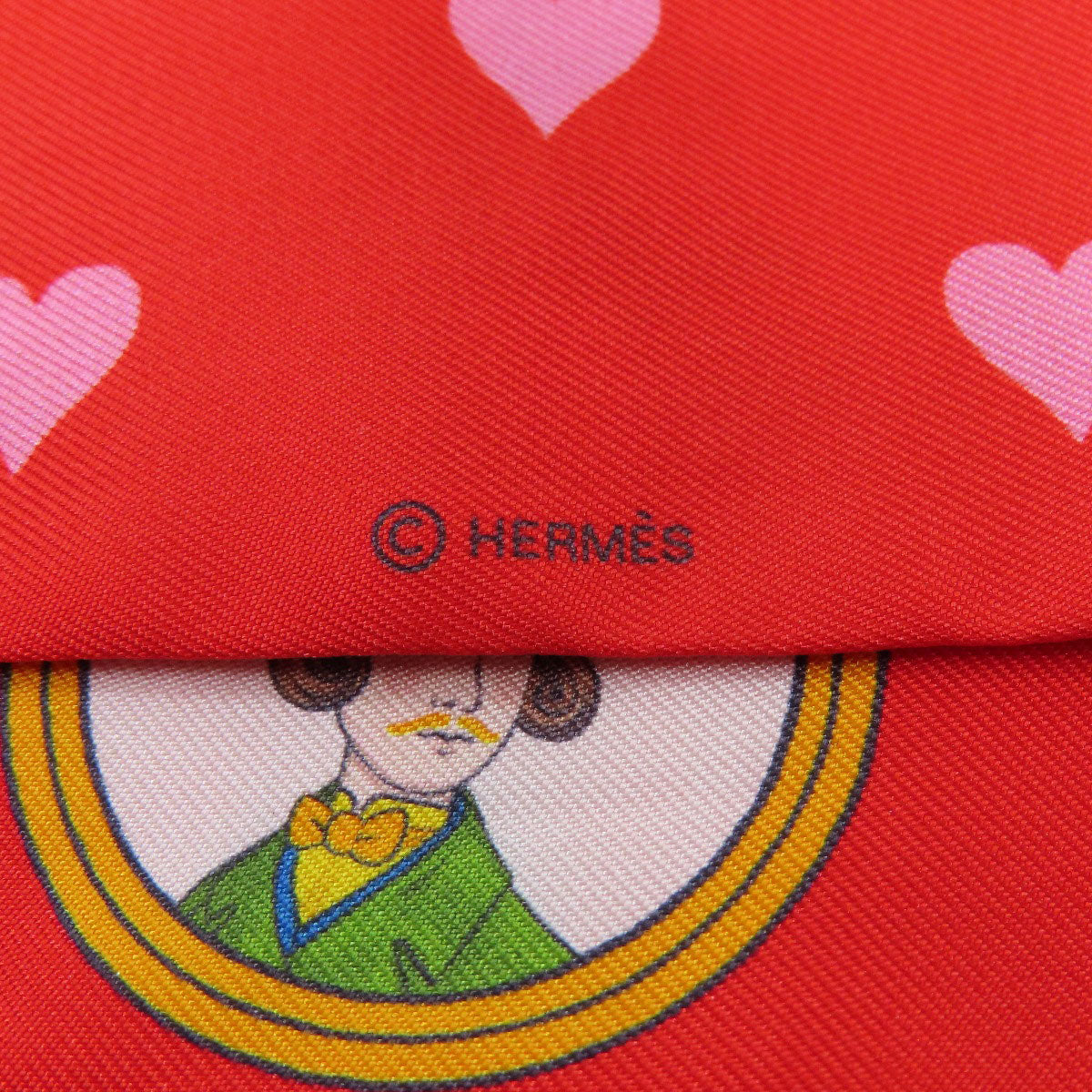 HERMES scarf silk Red Twilly Women Used