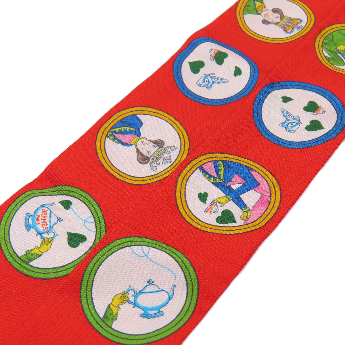 HERMES scarf silk Red Twilly Women Used