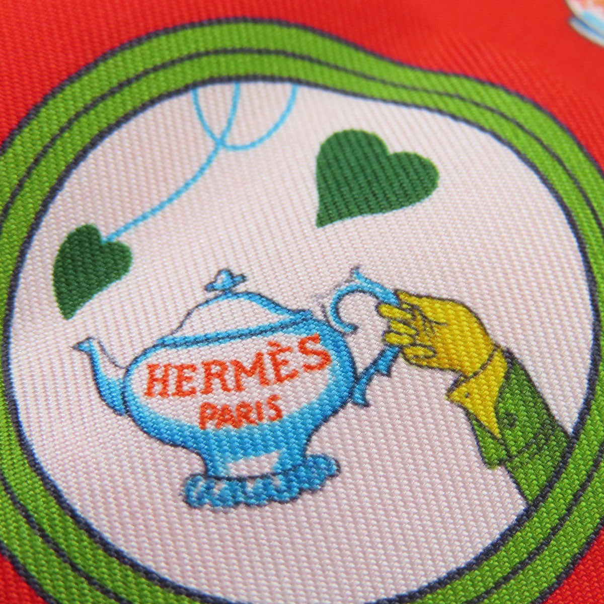HERMES scarf silk Red Twilly Women Used