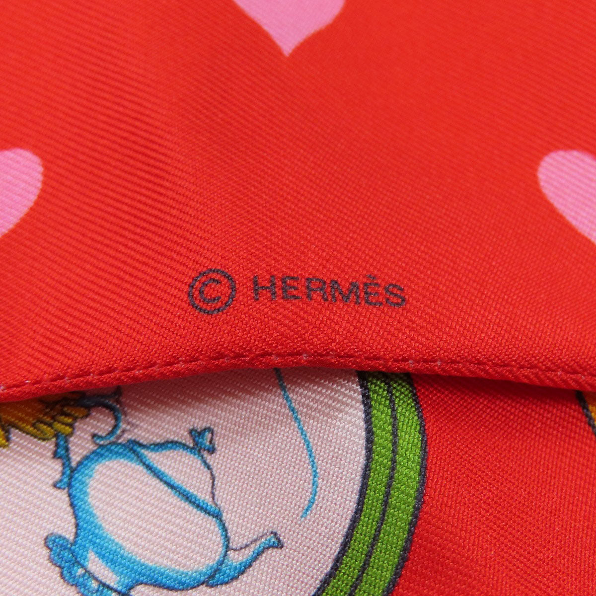HERMES scarf silk Red Twilly Women Used