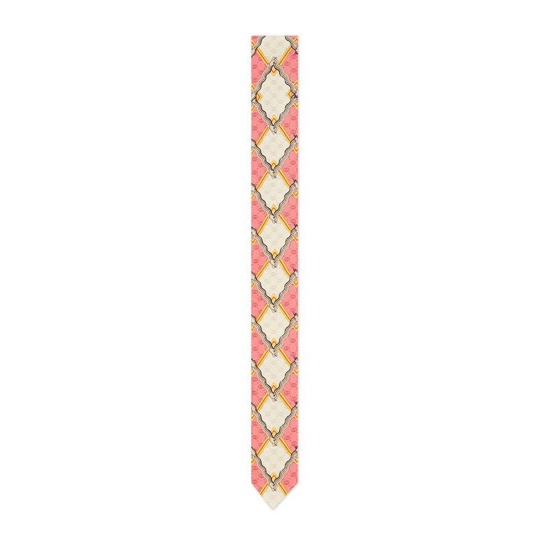 Gucci Snake and Rhombus Print Neck Bow in Pink
