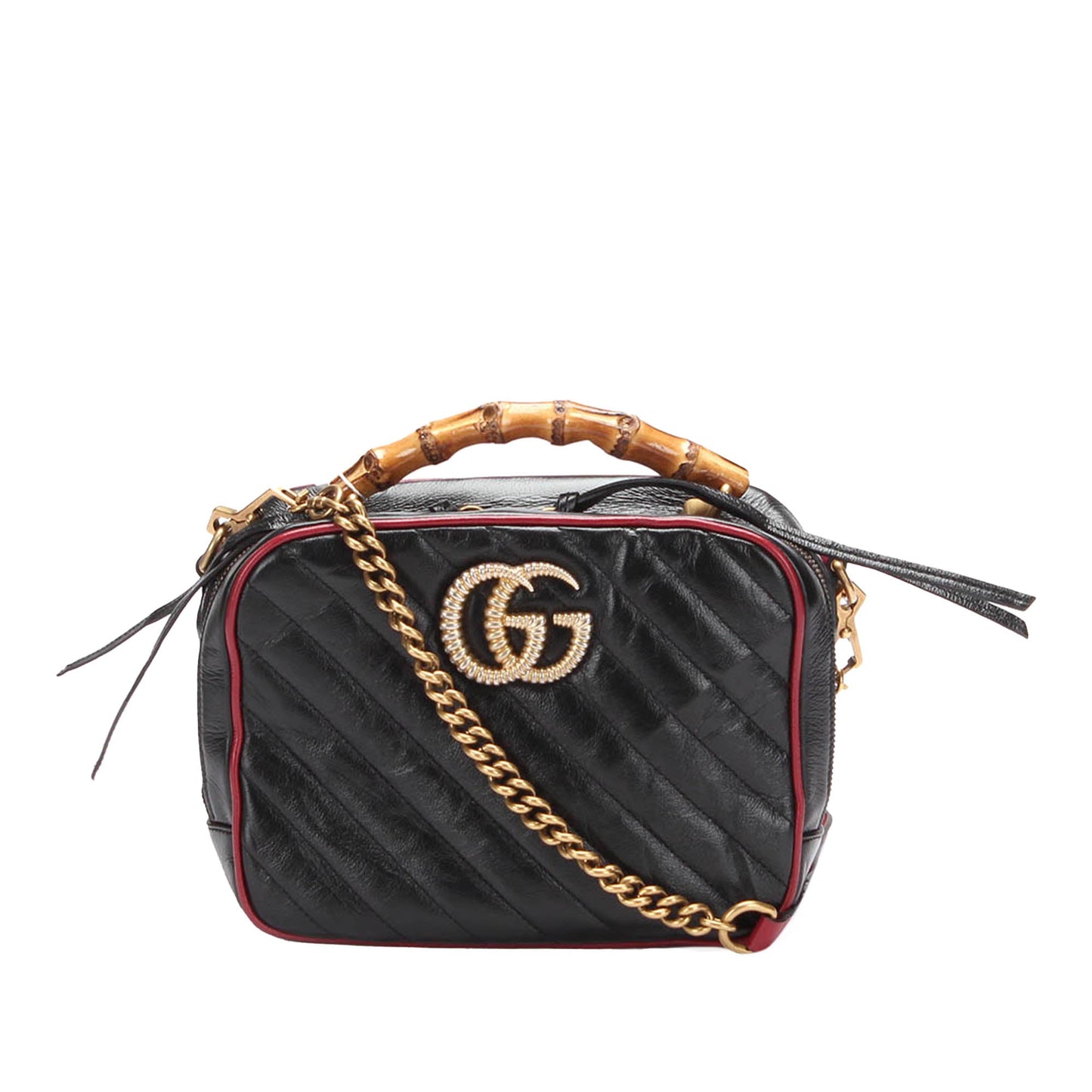 Gucci Small GG Marmont Torchon Bamboo Satchel