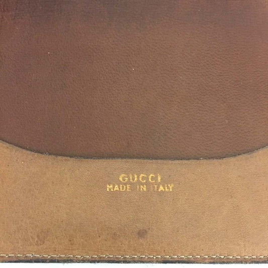 Early Gucci brown canvas with an orange diagonal GG logo print and camel leather bi-fold wallet
