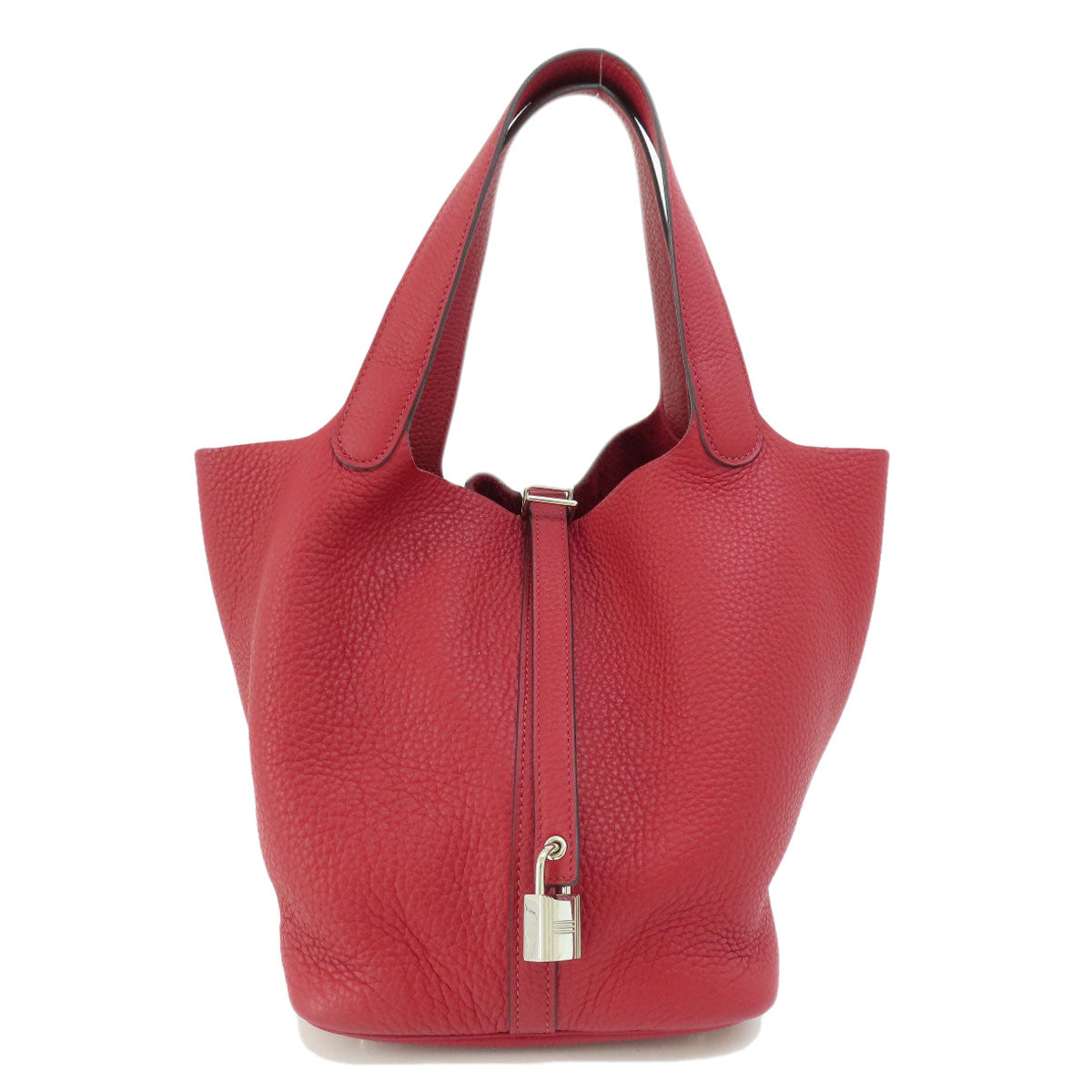 HERMES Handbag Taurillon Clemence Red Picotin Lock MM Red SilverMetal