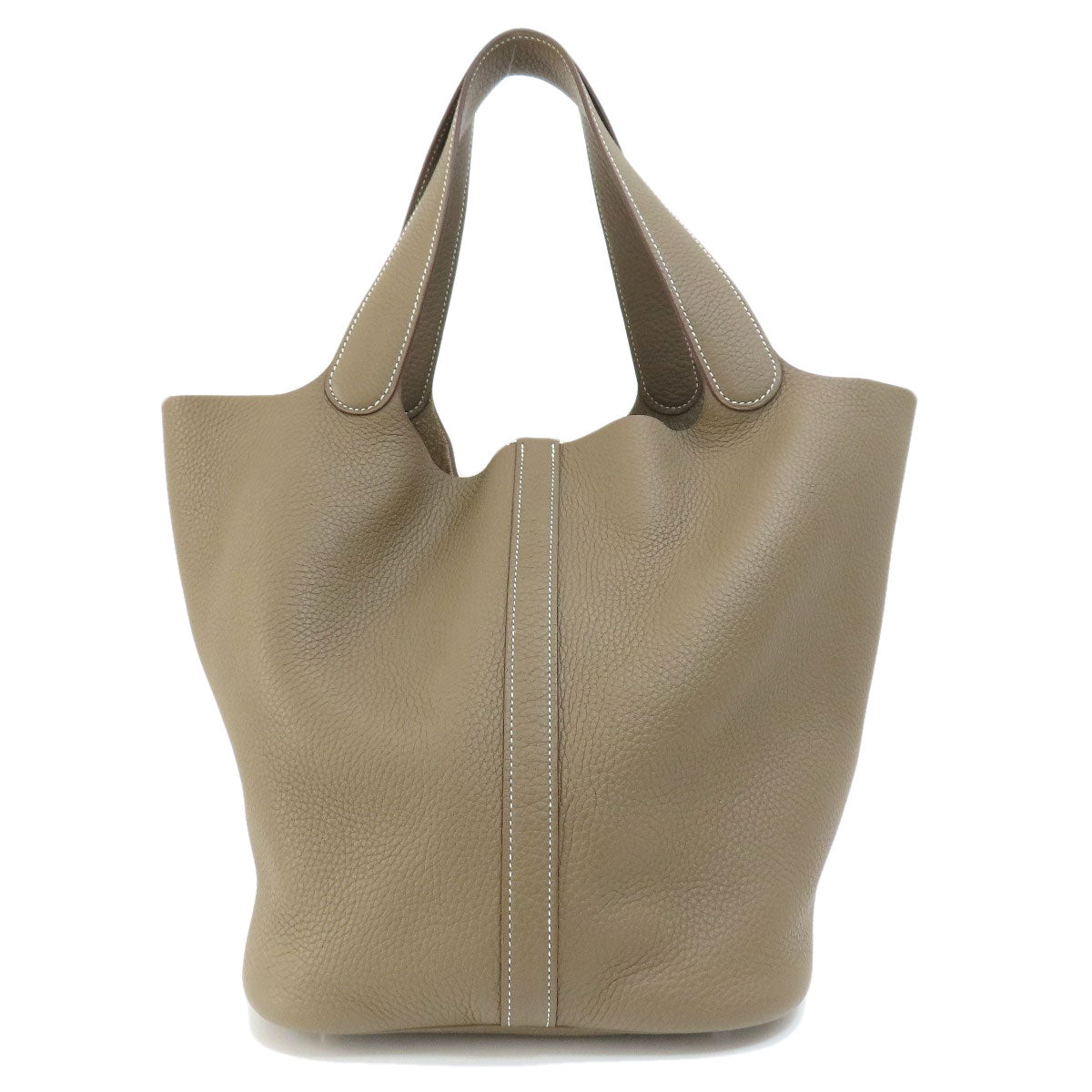 HERMES Handbag Taurillon Clemence Brown Picotin Lock GM Etoupe Etoupe SilverMetal